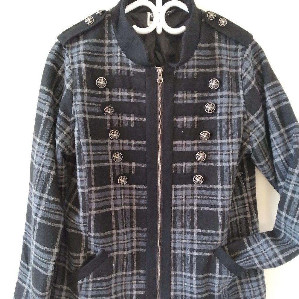 Cruel Girl/ Cruel Denim Plaid Military style Jacket Size Large